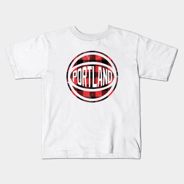 Portland Retro Ball - Lumberjack White 1 Kids T-Shirt by KFig21